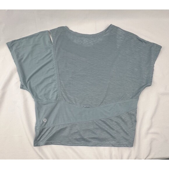 Lululemon No Inhibitions Cloud Blue Cropped Tee Cut Out Lightweight Sz 4 - Picture 10 of 13